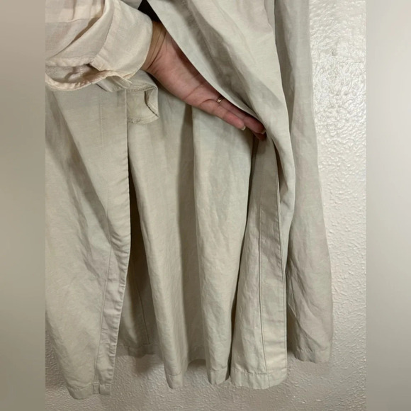J. McLaughlin Linen Blend Natural Collared Sleeveless Wrap Dress Women’s Medium - Picture 8 of 14